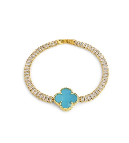 اسوارة تنس ذهبي مع حبة فان كليف لون ازرق