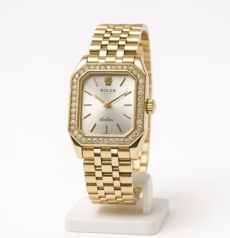 ساعة رولكس مربعة فاخرة مرصعة بزركون